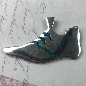 Vintage silver+turquoise Shoes design Pendant